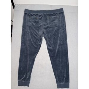Vintage Juicy Couture Velour Track Pants Dark Blue Rhinestone‎ Y2K Size XL